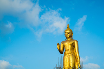Gold buddha in Thailand with copy space