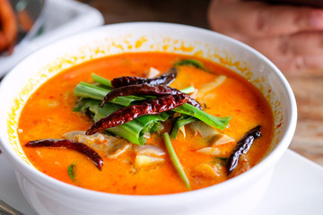 Tom yum soup or spicy soup, Popular Food in Thailand