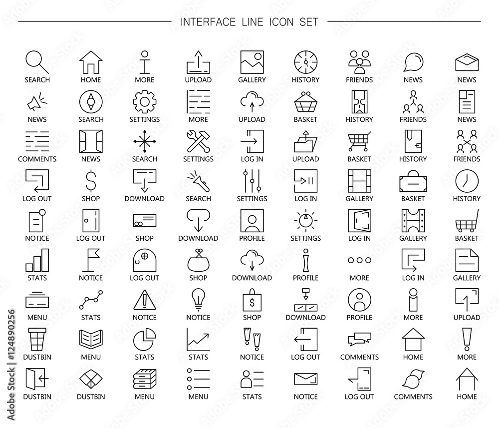 Aufkleber 81 thin line icons for web and mobile. light version.