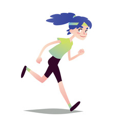 Blue-haired Girl Running.