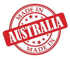 Made in Australia red round stamp