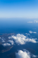 Piękny widok z samolotu na horyzont - obrazy, fototapety, plakaty