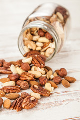 Mix of different nuts closeup photo