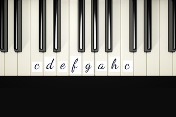 classic piano keys with note signs