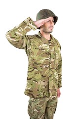Close-up of soldier saluting
