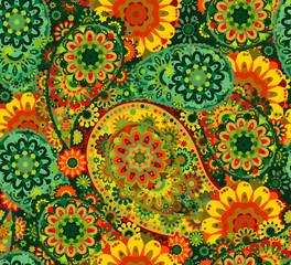 Traditional oriental seamless paisley pattern. Seamless background. Decorative ornament backdrop for fabric, textile, wrapping paper, card, invitation, wallpaper, web design.