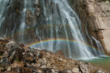 rainbow ha Gega waterfall in the mountains of Abkhazia