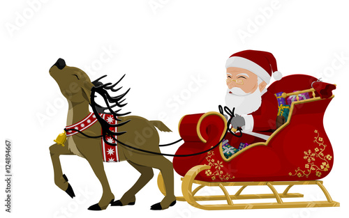 "isolated santa on his sleigh on transparent background " Stock image and royalty-free vector