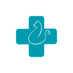 Blue cross and silhouette of the cat