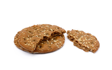 Healthy cereal bread isolated on white background
