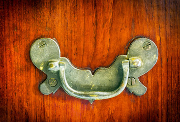 Vintage bronze hardware for antique furniture,butterfly. Side handle of a chest.