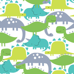 seamless colorful dinosaurs pattern vector illustration - 124895627