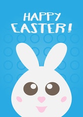 Card Happy Easter! Rabbit head with big eyes.