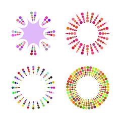 Set of cheerful colored radial framework.