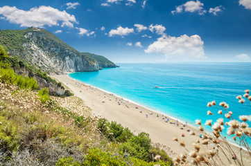 Milos beach on Lefkada island, Greece. Milos beach near the Agios Nikitas village on Lefkada, Greece