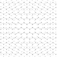 Black and white molecular hexagonal grid vector chemistry abstract background