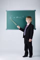 little funny boy with blackboard