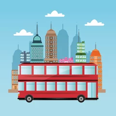 Foto op Canvas bus vehicle and city icon. transportation travel and trip theme. Colorful design. Vector illustration © Jemastock