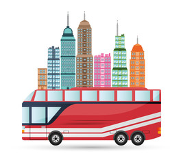 bus vehicle and city icon. transportation travel and trip theme. Colorful design. Vector illustration