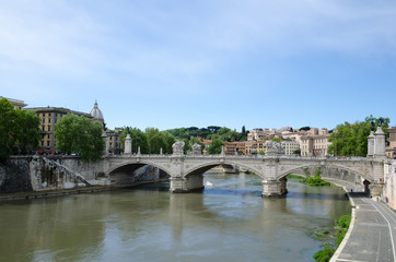 Ancient bridge in Rome, Italy