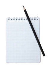 notebook and a black pencil