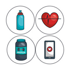 gym equipment flat icons vector illustration design