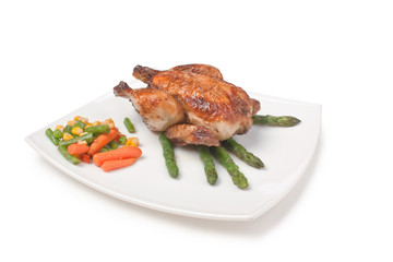 dish of fried chicken with vegetables