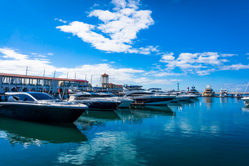 Sochi, Russia - September 29, 2016:  Racing yacht in the port of