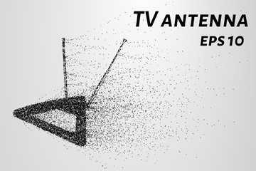 TV antenna of the particles. TV antenna crumbles to pieces. The antenna consists of circles and points. Vector illustration