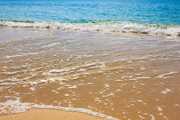 Blue Ocean Wave On Sandy Beach. Sand beach and tropical sea