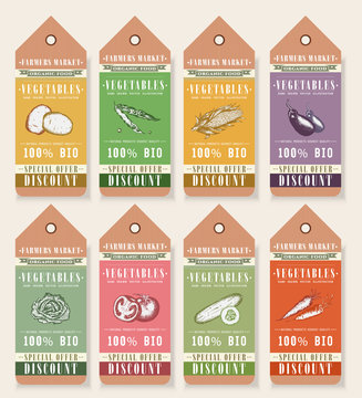 Vegetable seeds packets template. Vegetables tags design