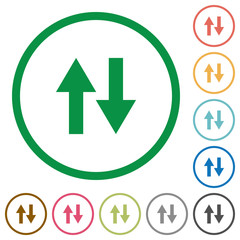 Data traffic flat icons with outlines