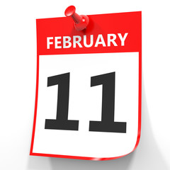 February 11. Calendar on white background.