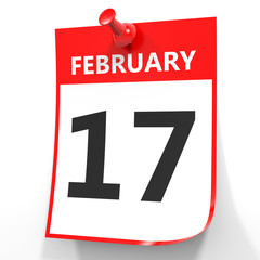 February 17. Calendar on white background.