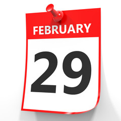 February 29. Calendar on white background.