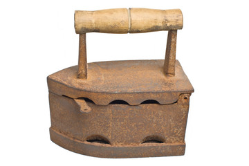Old vintage Russian Soviet rusty iron isolated on a white background.