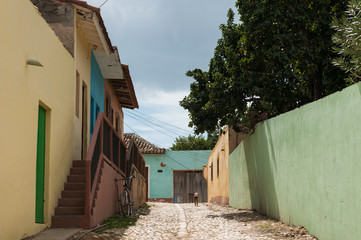 Stray dog on a street alley in Trinidad, Cuba