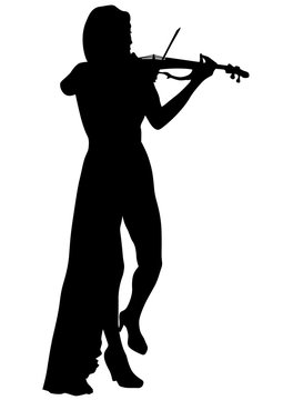 Woman with a violin in his hand on white background