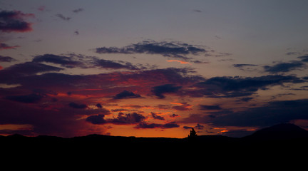Sky sunset, clouds, sunrise, nature background.