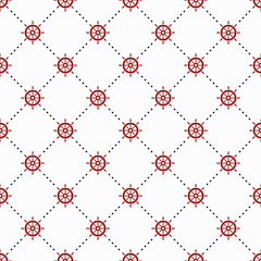 Maritime mood pattern, Seamless nautical pattern with steering wheels, retro style