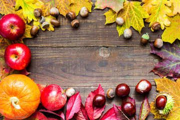 autumn background with colorful leaves. thanksgiving greeting card concept