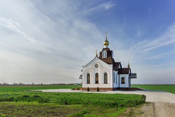 Fototapeta na wymiar Svyato-Nikolsky temple, H. Kuban, Slavic area, Krasnodar territory. Russia