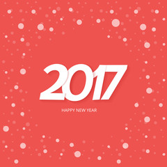 Happy New Year. 2017 Text Design. Red Background With Snow