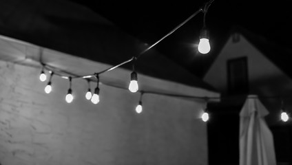 hanging lights on backyard patio party