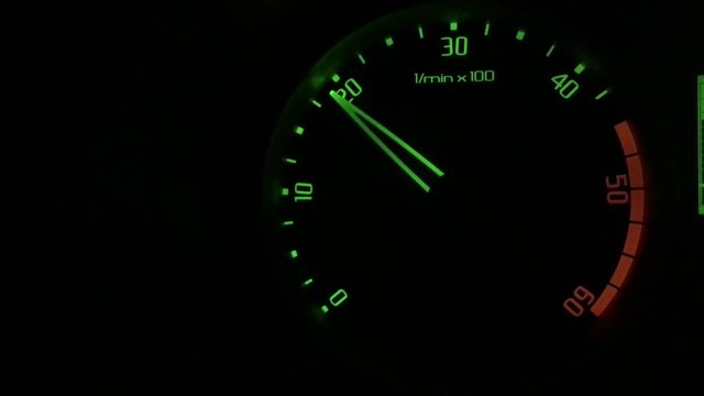 speedometer, cyclometer, tachometer sports car. Car instrument panel, showing rpm and high speed acceleration. 4K.