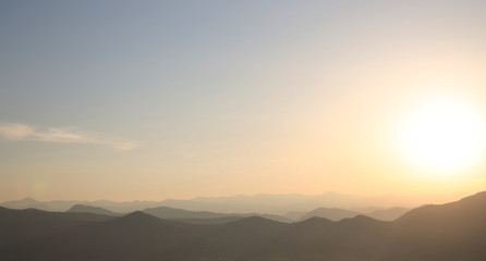Fototapeta premium Sunset. ridge Mountains. Skyline. Dinaric Alps. Sky gradient. Lo