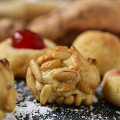 homemade panellets, typical of Catalonia, Spain, and sweet potat