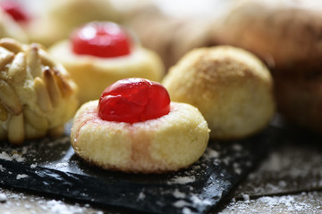 homemade panellets, typical of Catalonia, Spain