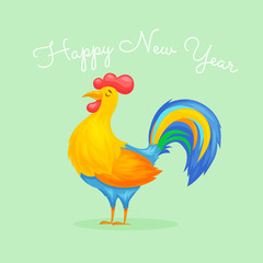Vector illustration of rooster, cock, symbol of 2017 New Year  on the Chinese calendar. Merry Christmas, happy New Year illustration. greeting card