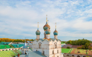 Fototapeta na wymiar The roofs of the ancient Russian city Rostov Veliky